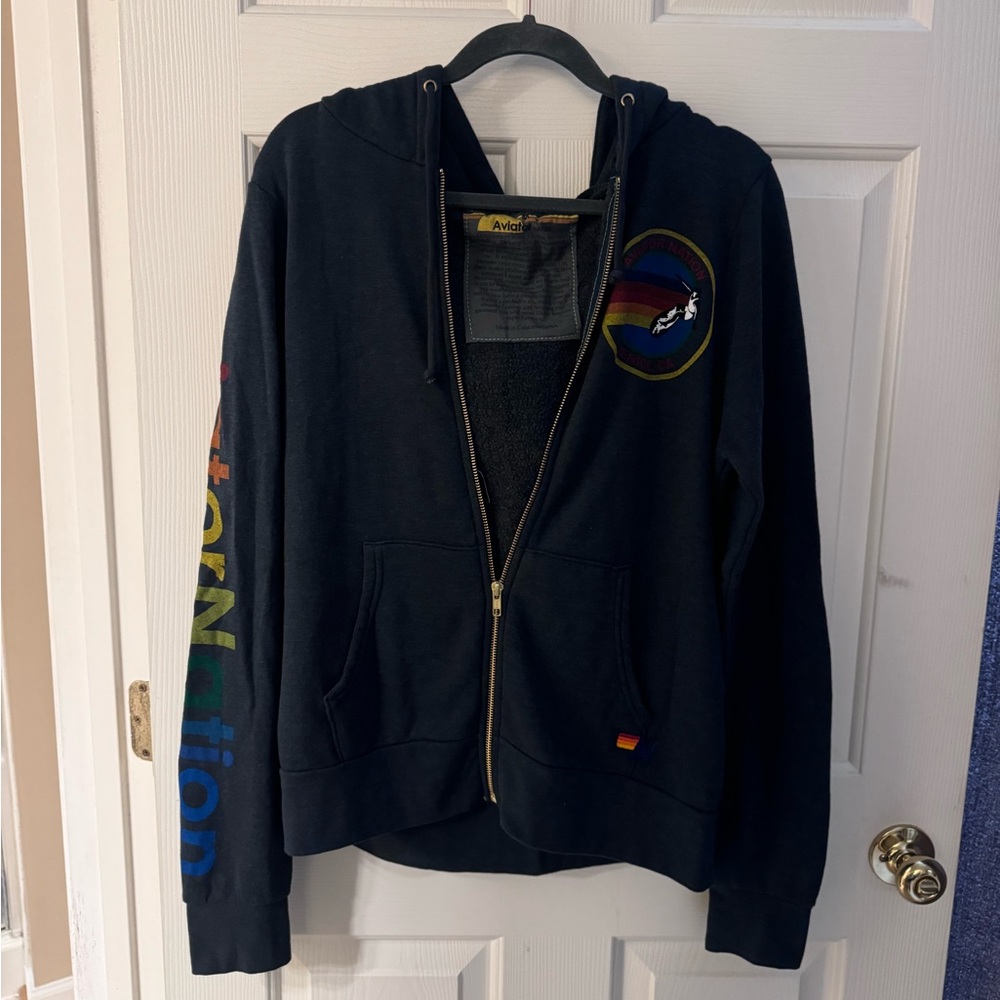 Gray Aviator Nation Full Zip Hoodie. EUC. Medium.